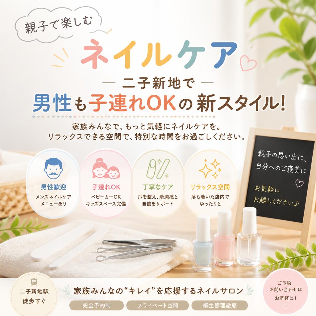 親子で楽しむネイルケア、二子新地で男性も子連れOKの新スタイル！
