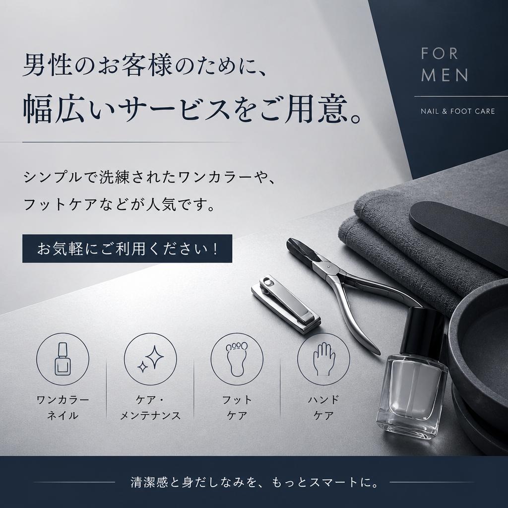 男性も安心のネイルケア