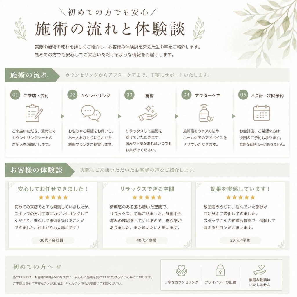 施術の流れと体験談