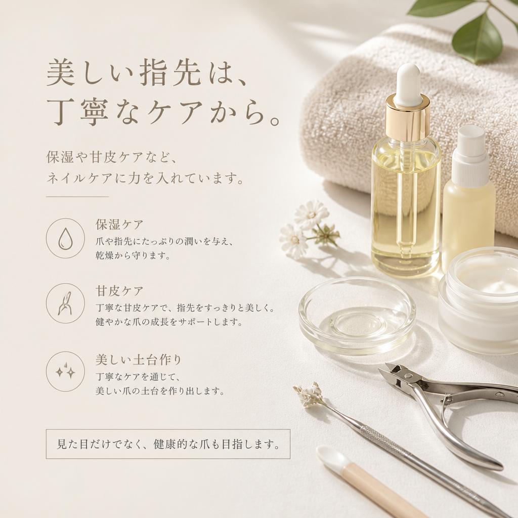 丁寧なネイルケア